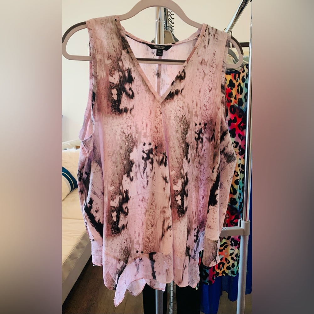 Simply Vera by Vera Wang, purple multicolored sleeveless blouse, PXL